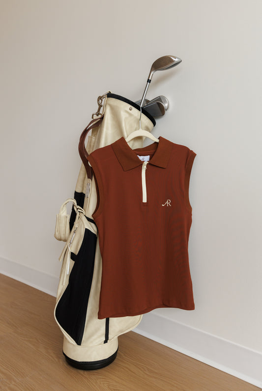 The Sleeveless Polo- Espresso