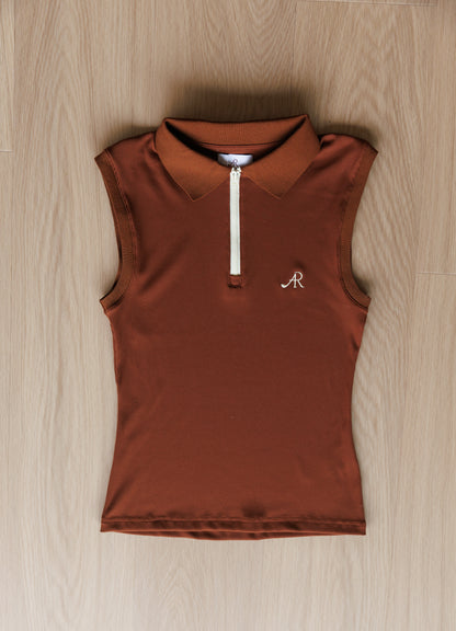 The Sleeveless Polo- Espresso